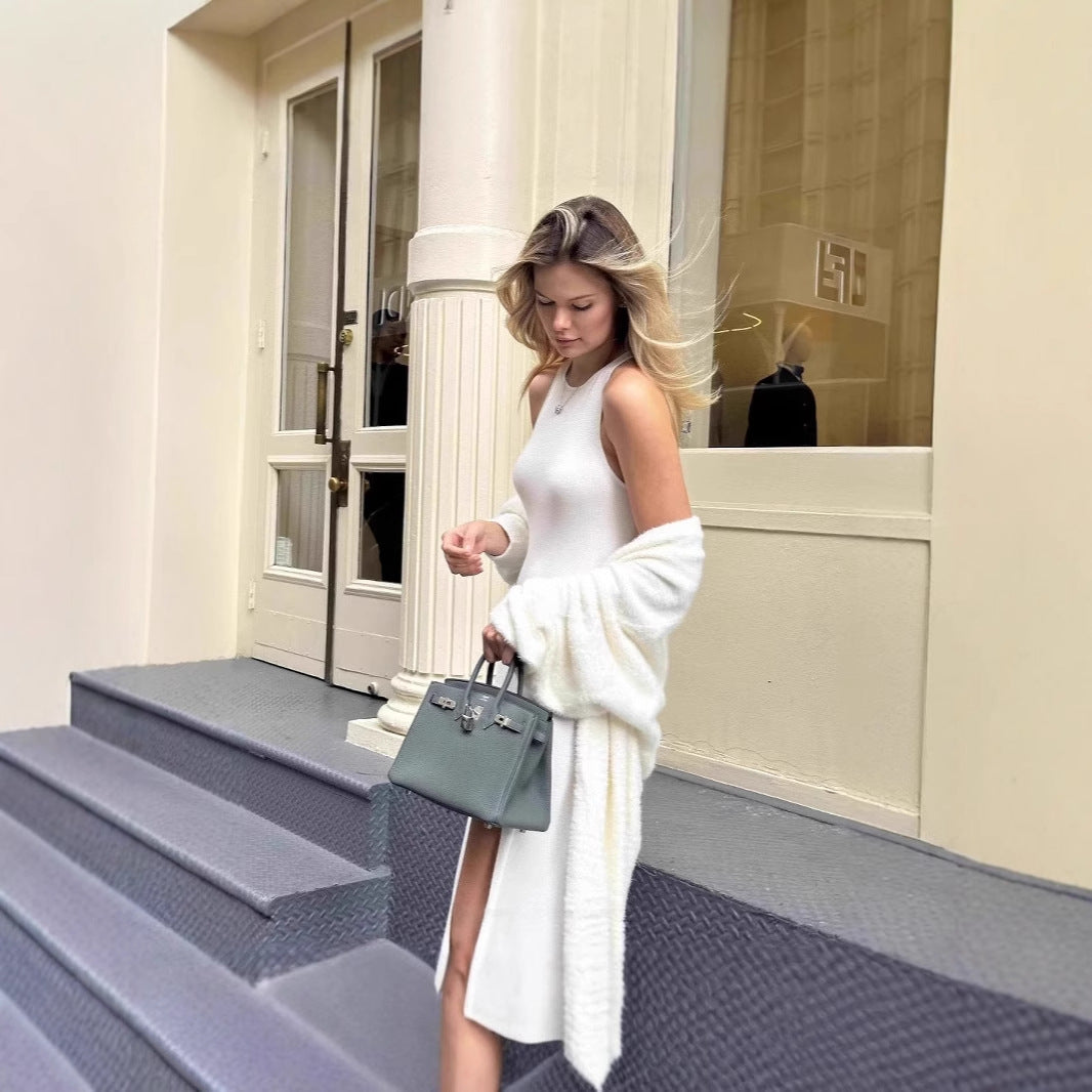 Damen Flauschiger Langstrickcardigan Sovae