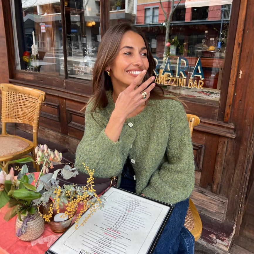 Damen Kuscheliger Strickpullover mit Knopfleiste und lässigem Schnitt Sovae
