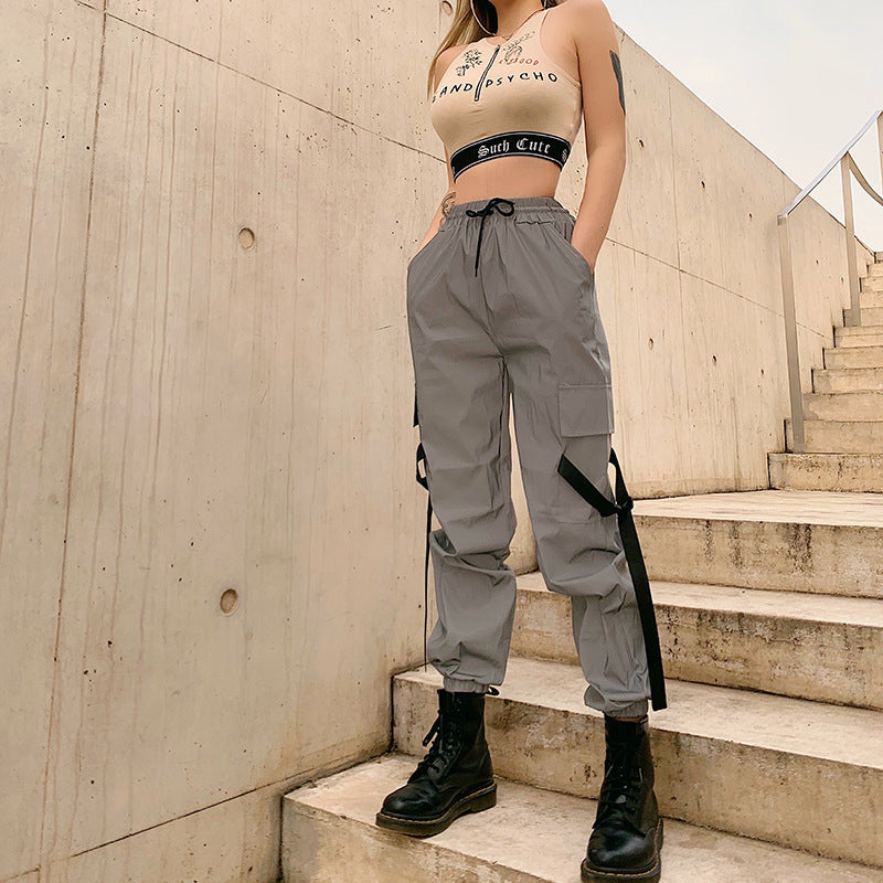 Damen Cargo-Hose mit utilitaristischen Taschen und verstellbarem Bund Sovae