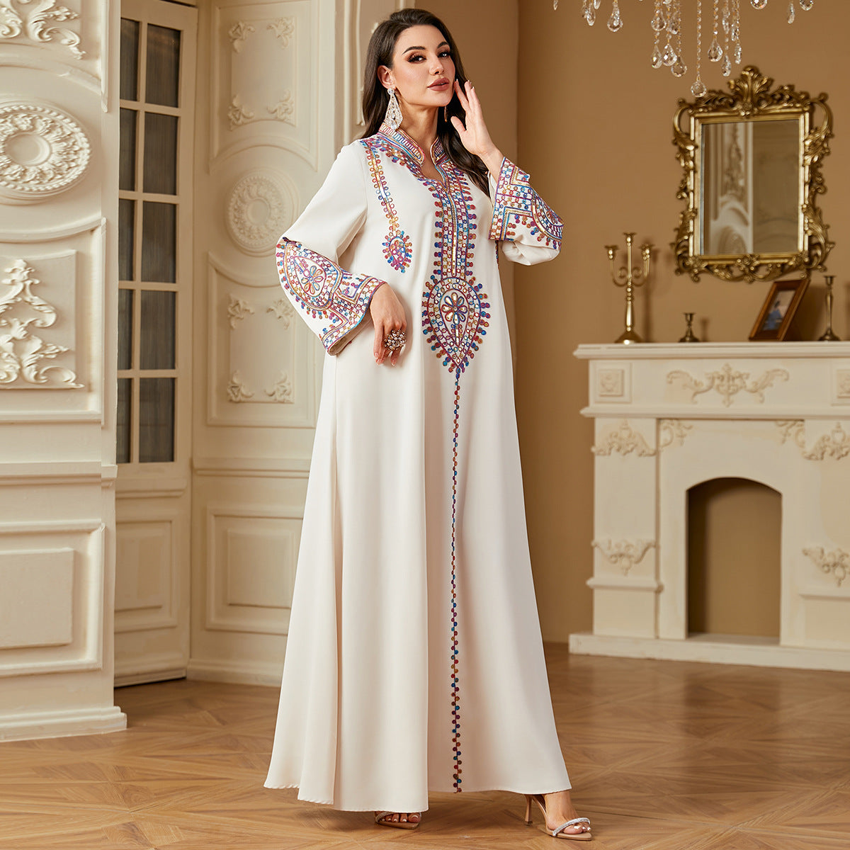 Damen Lockeres Maxikleid mit eleganten Applikationen Sovae