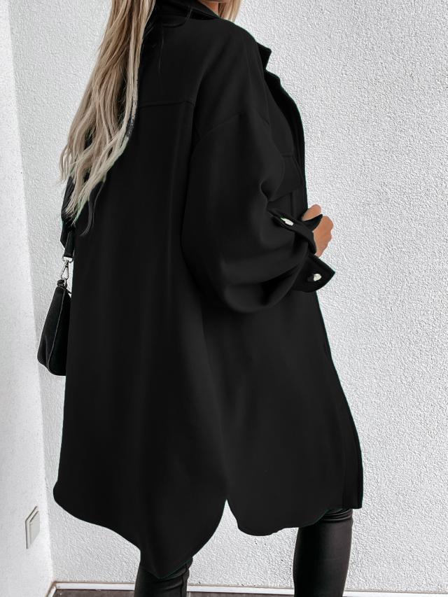 Damen Oversized Hemdblusenjacke Sovae