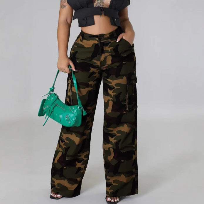 Damen Cargo-Hose mit weitem Bein und praktischen Taschen Sovae