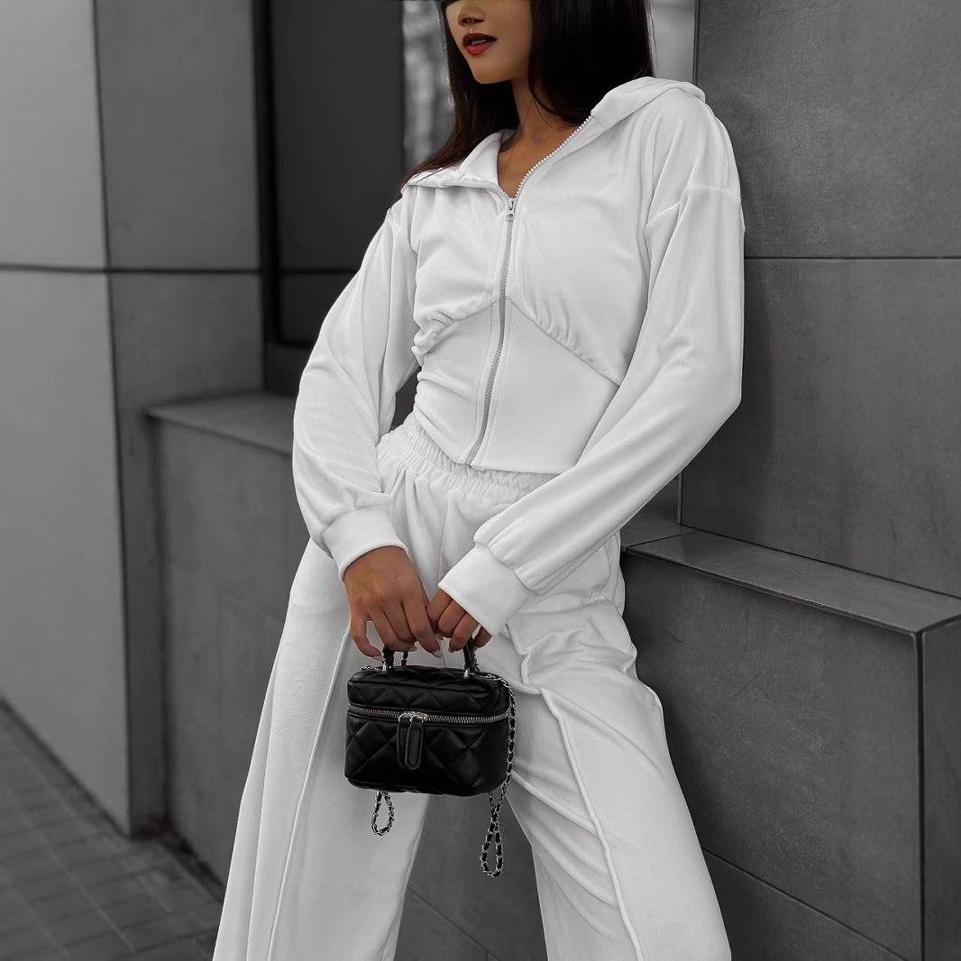 Damen Sportliches Loungewear-Set mit Kapuze und elastischem Bund Sovae