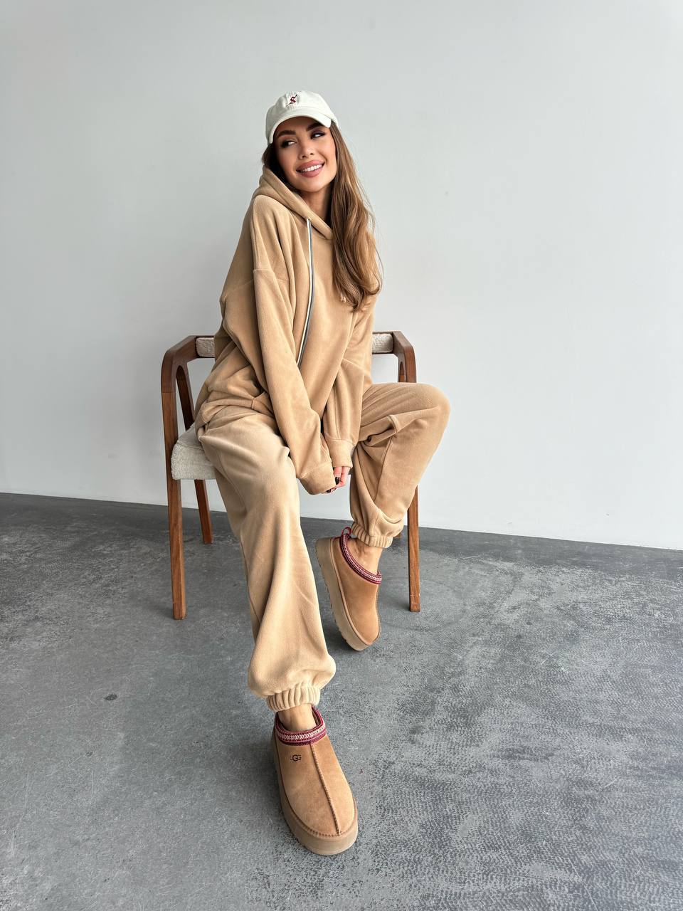 Damen Fleece-Lounge-Hose und Kapuzenpullover Set Sovae