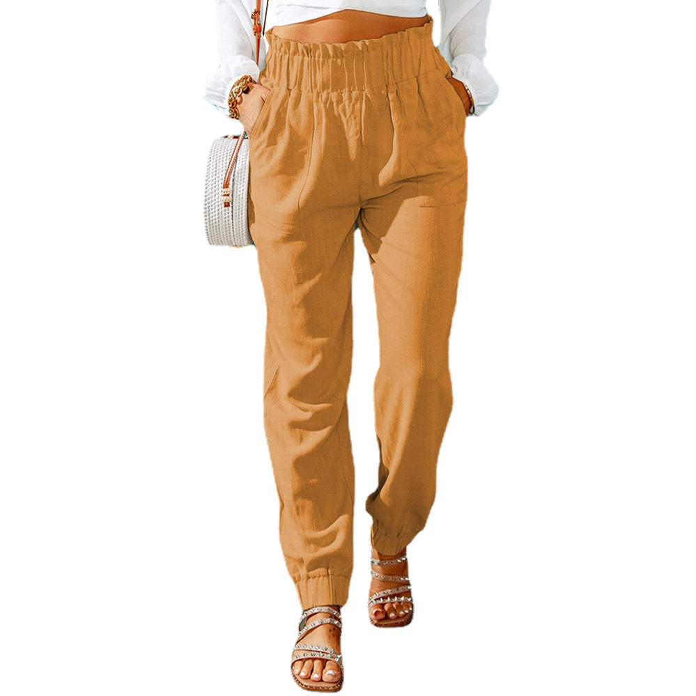 Damen Bequeme und elegante Sommerhose mit elastischem Bund und praktischen Taschen Sovae