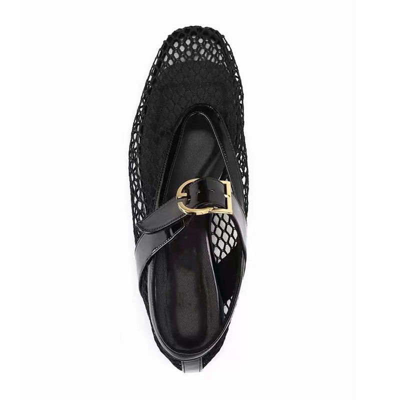 Damen Ballerinas aus Netzmaterial mit dekorativem Riemen Sovae