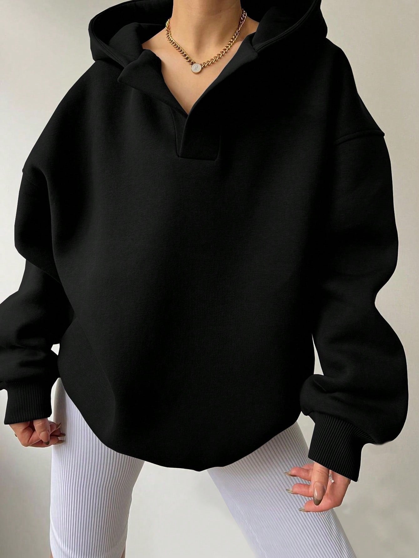 Damen lässiger Hoodie mit hohem Kragen und Oversized-Schnitt Sovae