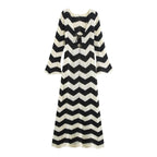 Damen Strickkleid mit Zickzackmuster und weit geschnittenen Ärmeln Sovae