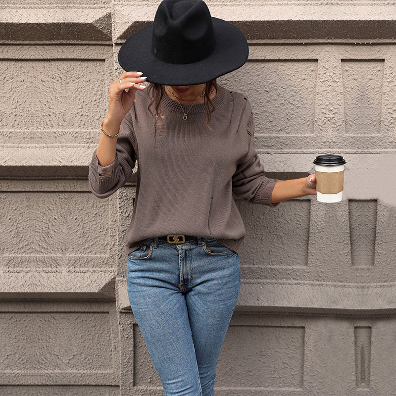 Damen lässiger Strickpullover Sovae
