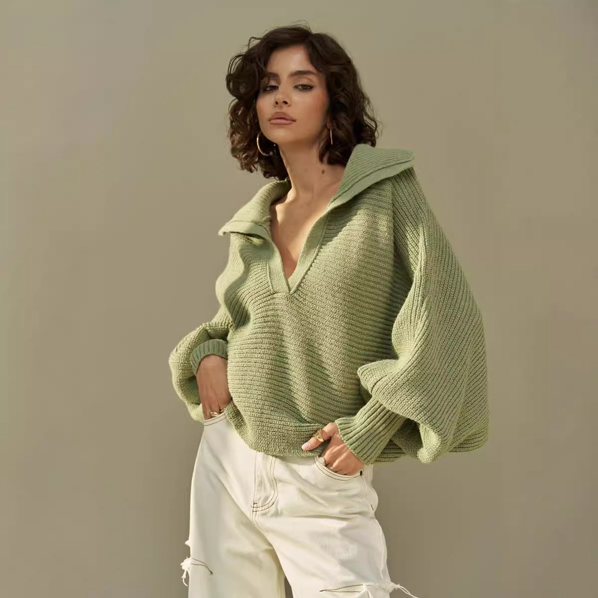 Damen Kuscheliger Oversized Pullover Sovae