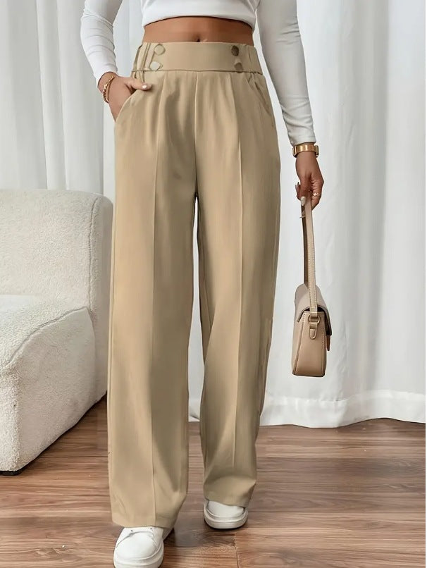 Damen Hochbundhose mit eleganter Knopfdetails Sovae