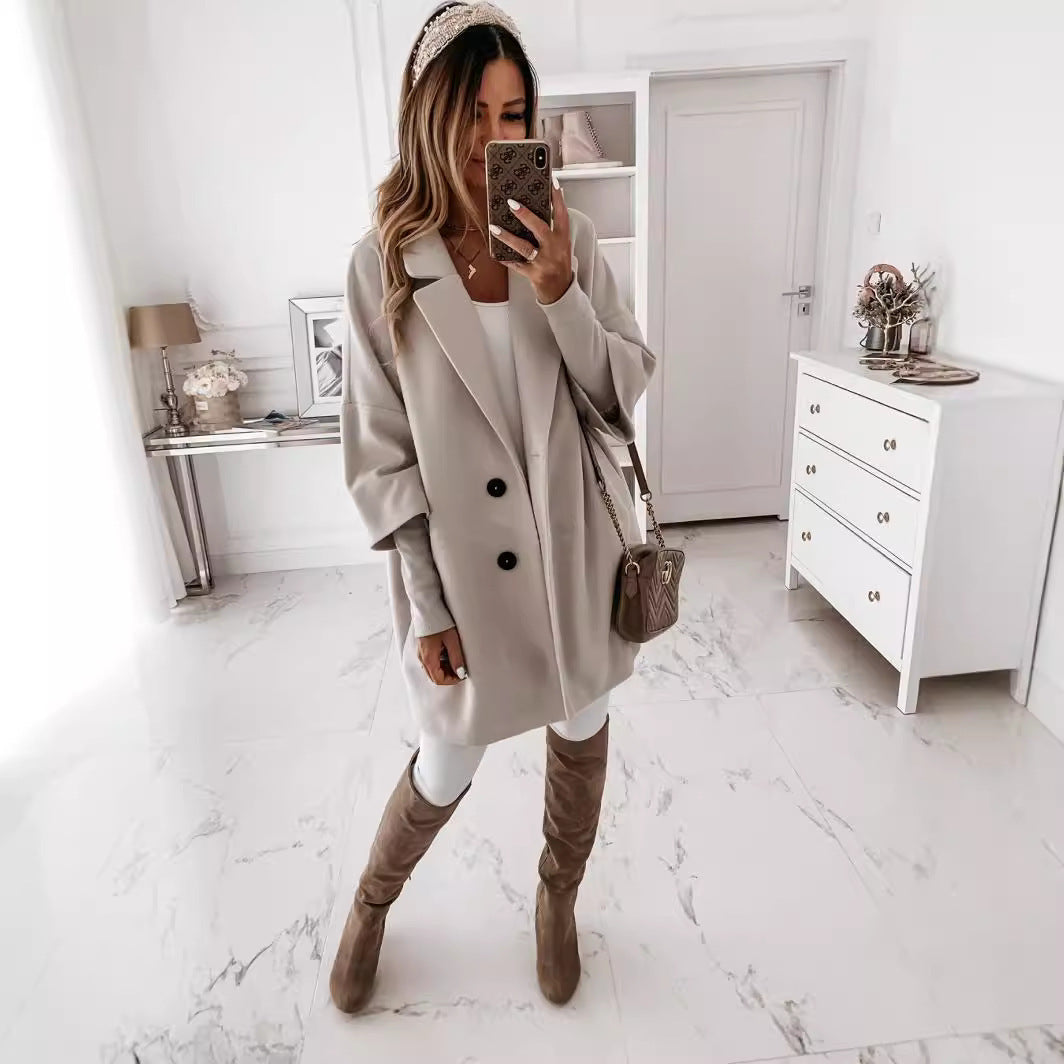 Damen elegante Überwurfjacke im lässigen Schnitt mit praktischen Knopfdetails Sovae