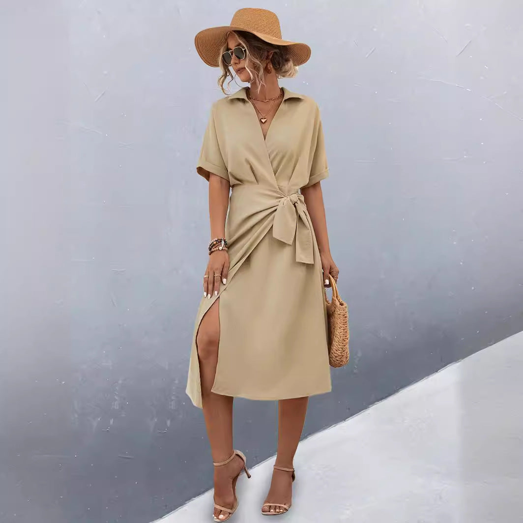 Damen Midikleid mit Wickeloptik Sovae