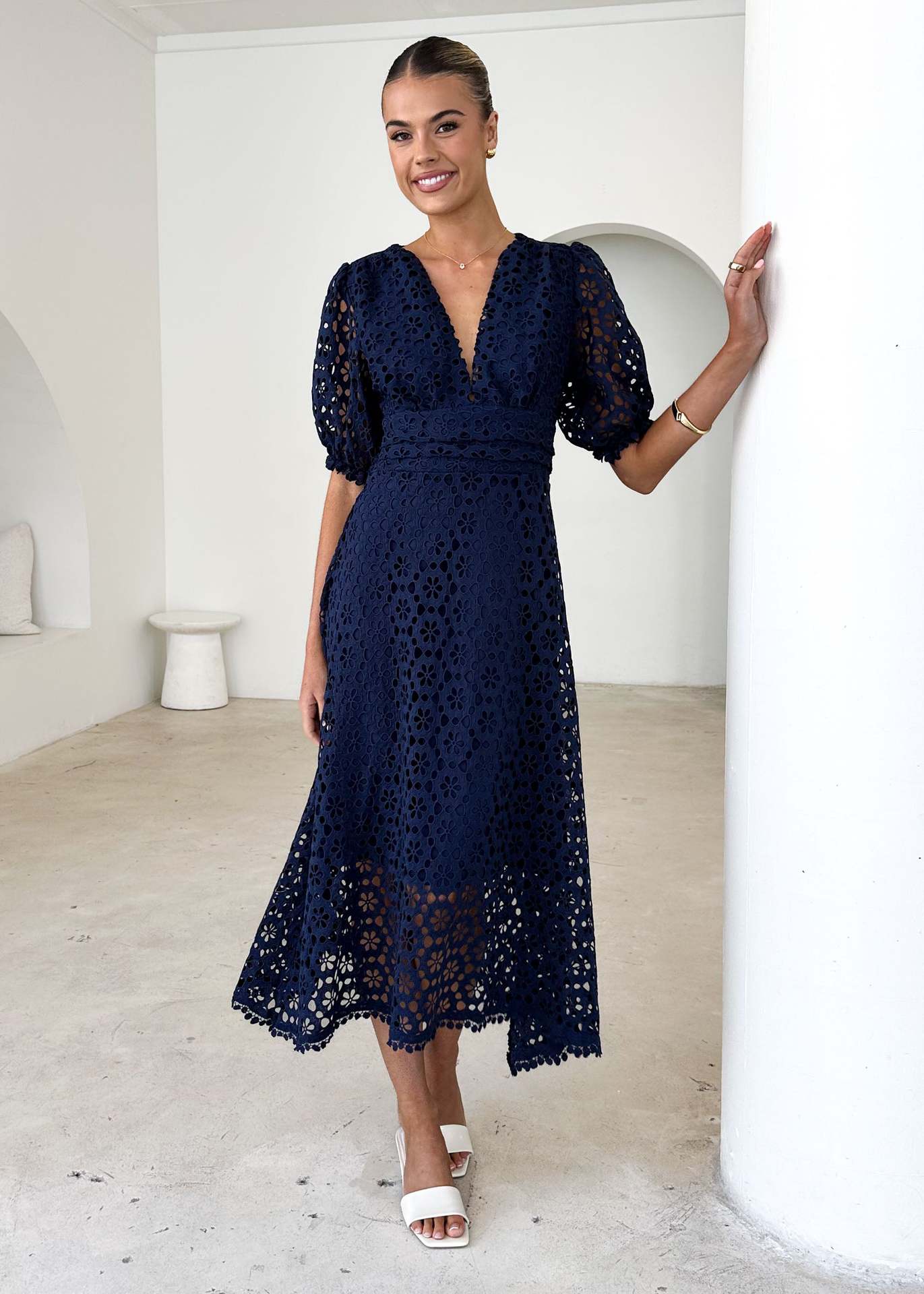 Damen Spitzen-Maxikleid Sovae