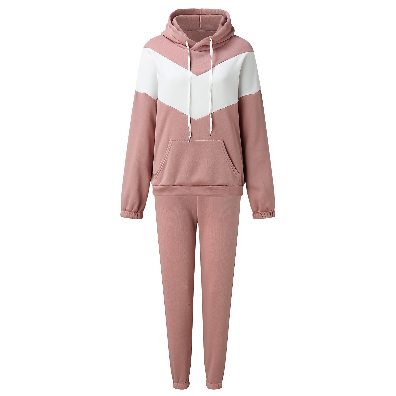 Damen Sportliches Fleece-Lounge-Set mit modernem Farbblockdesign Sovae