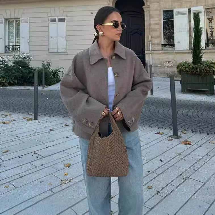 Damen Übergangsjacke mit lässigem Schnitt und praktischem Knopfverschluss Sovae