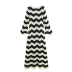 Damen Strickkleid mit Zickzackmuster und weit geschnittenen Ärmeln Sovae