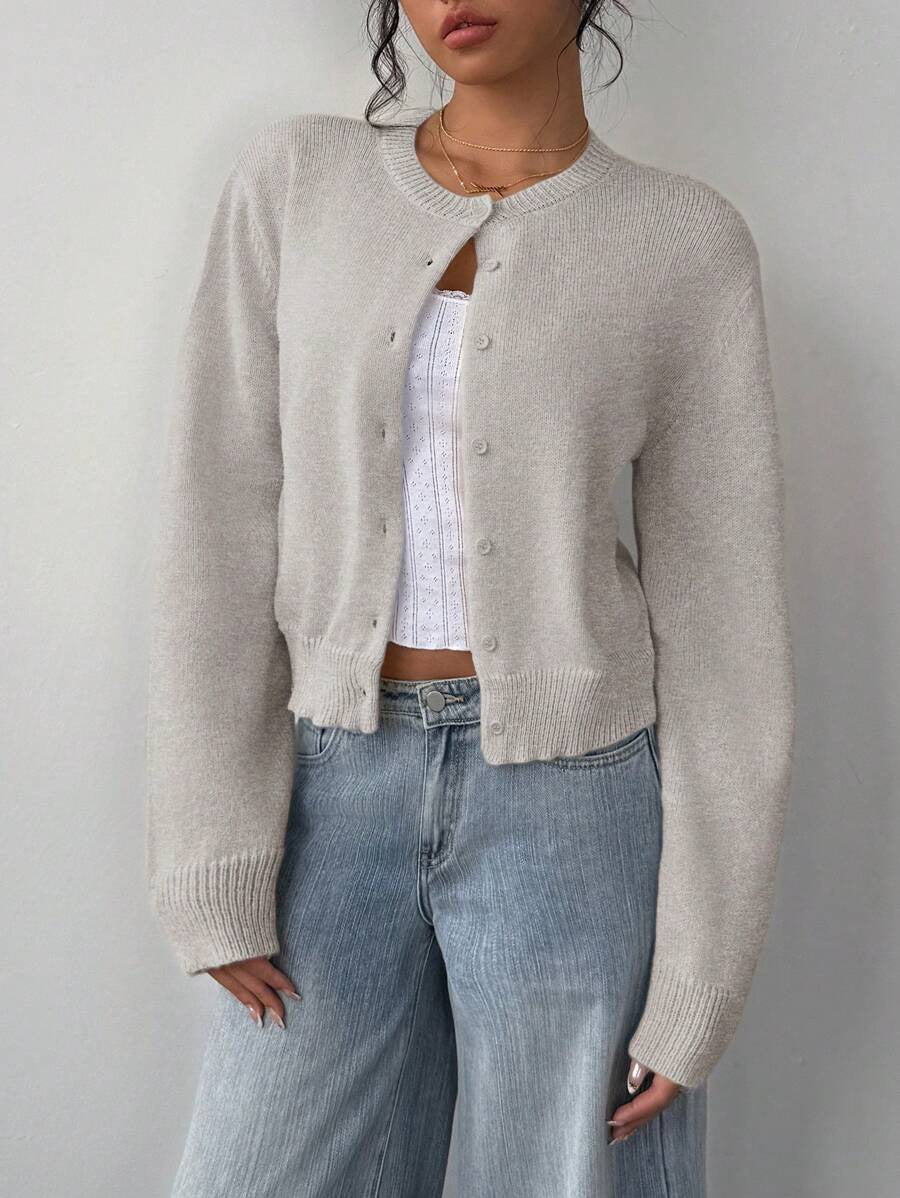 Damen lässige Strickjacke mit Knöpfen Sovae