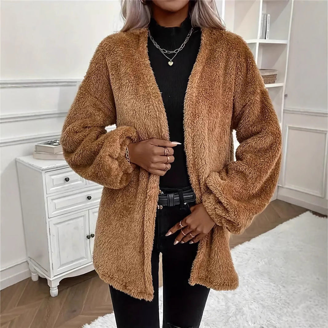 Damen Fuzzy Freizeitjacke Sovae