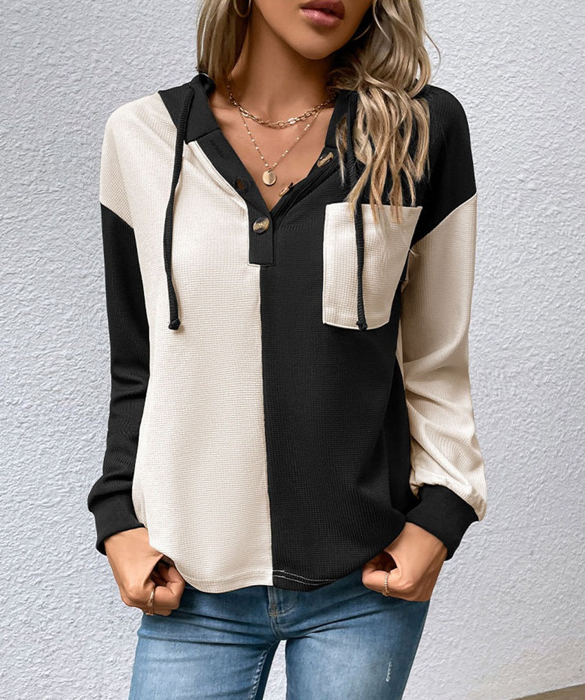 Damen lässiger Hoodie mit Kontrast-Details und Kapuze Sovae