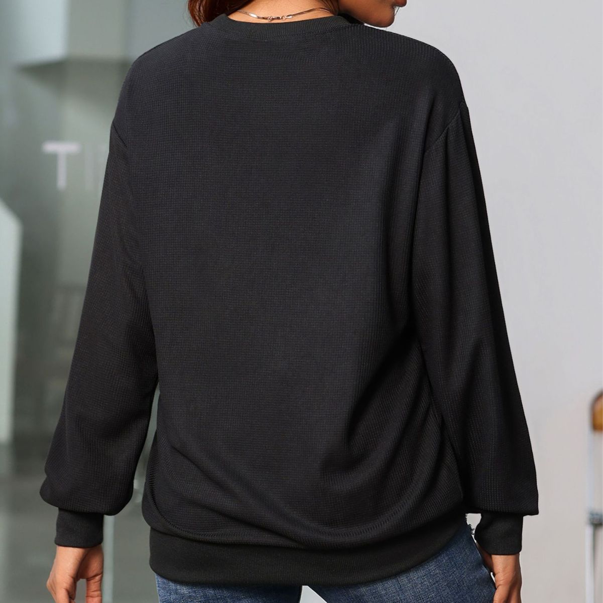 Damen lässiges Langarmshirt mit strukturiertem Stoff Sovae