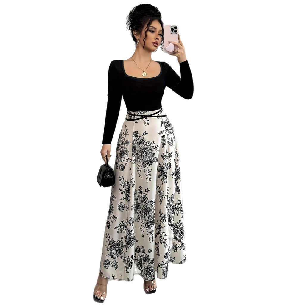 Damen Elegantes Maxikleid mit floralen Prints und tailliertem Schnitt Sovae