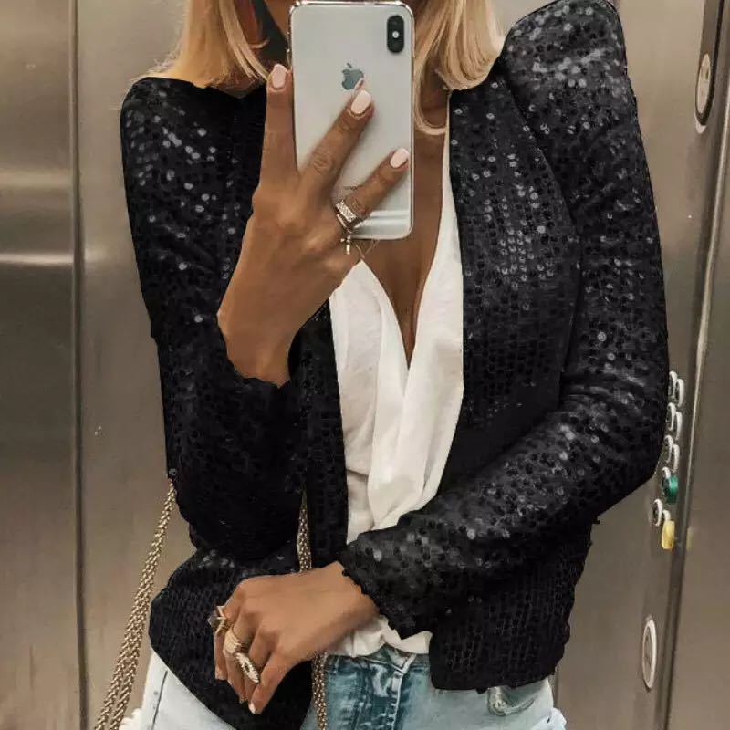 Damen glitzernde Strickjacke Sovae