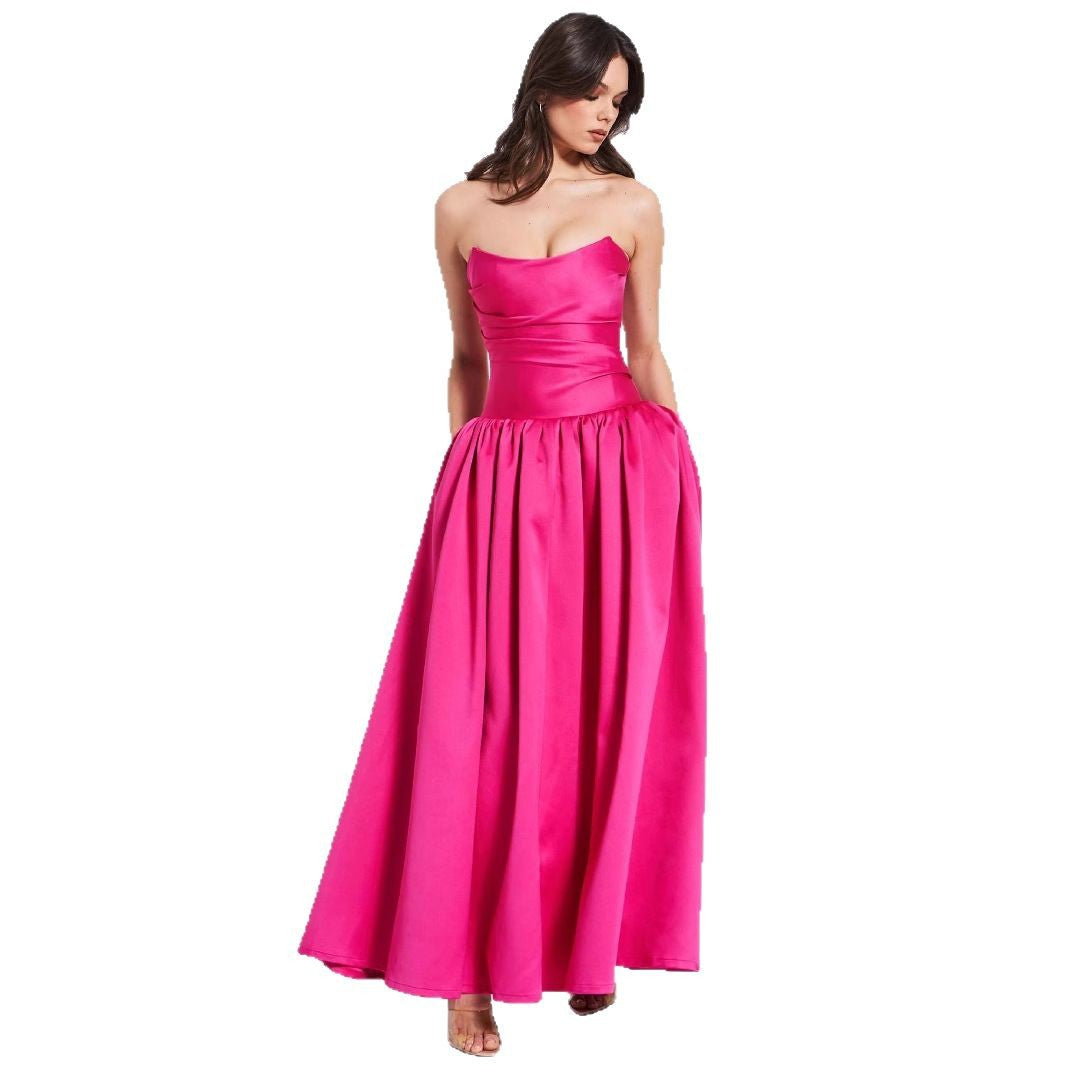 Damen Abendkleid mit schulterfreier Silhouette und voluminösem Rock Sovae