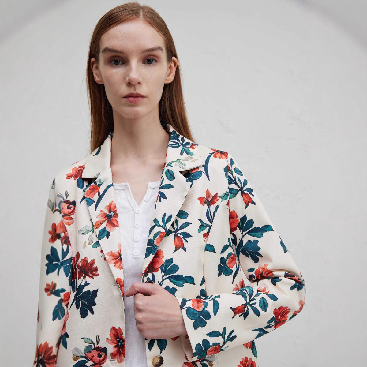 Damen Blazer mit floralem Muster Sovae