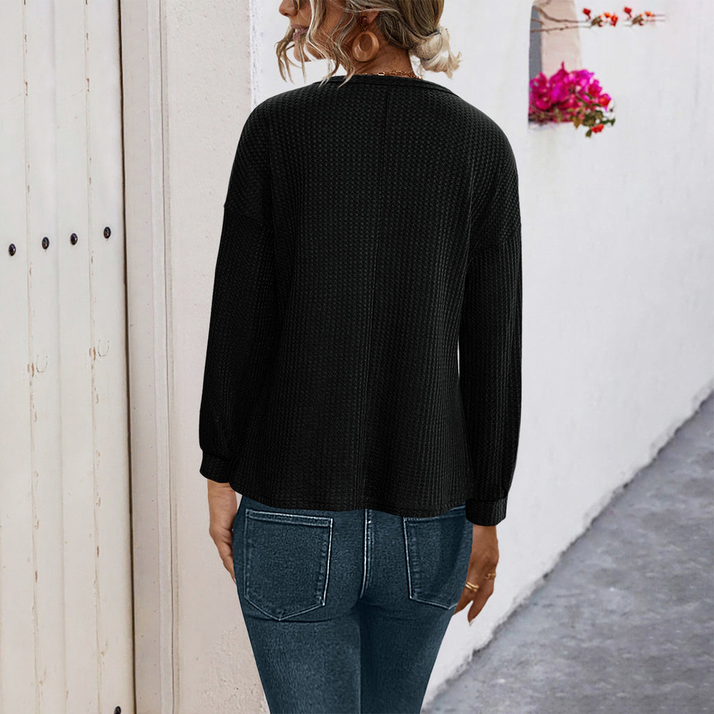 Damen lässiger Strickpullover mit dekorativen Knöpfen und weitem Schnitt Sovae