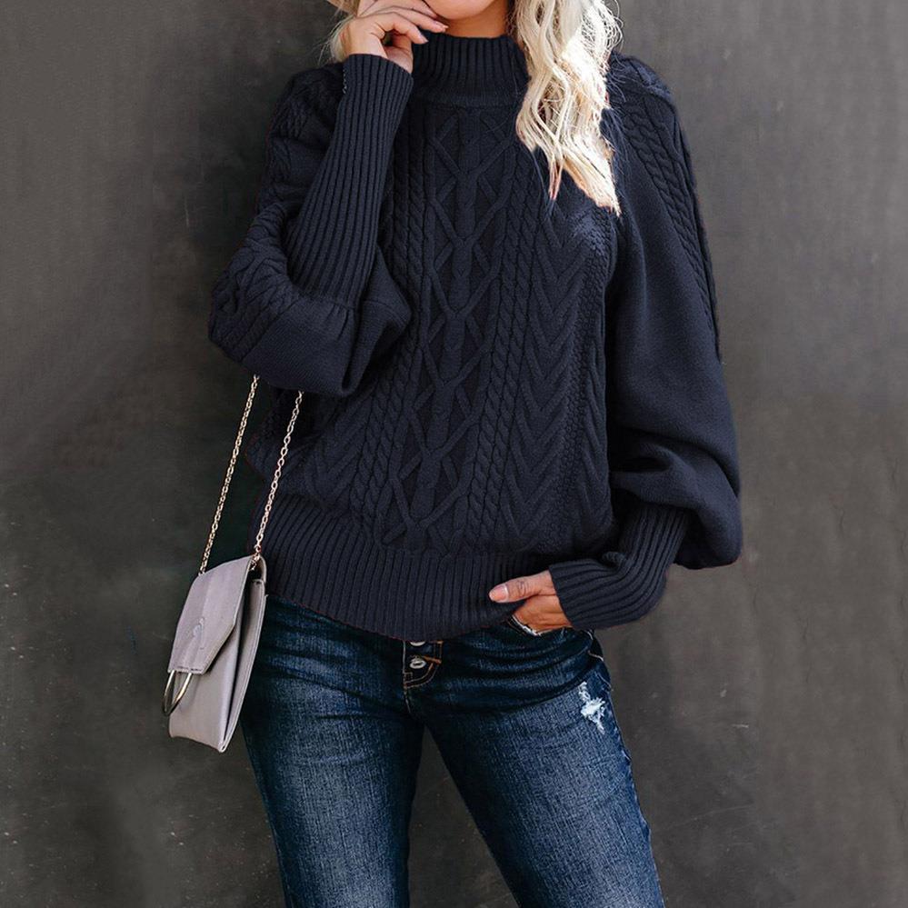 Damen Strickpullover mit hochgeschlossenem Kragen und strukturiertem Design Sovae
