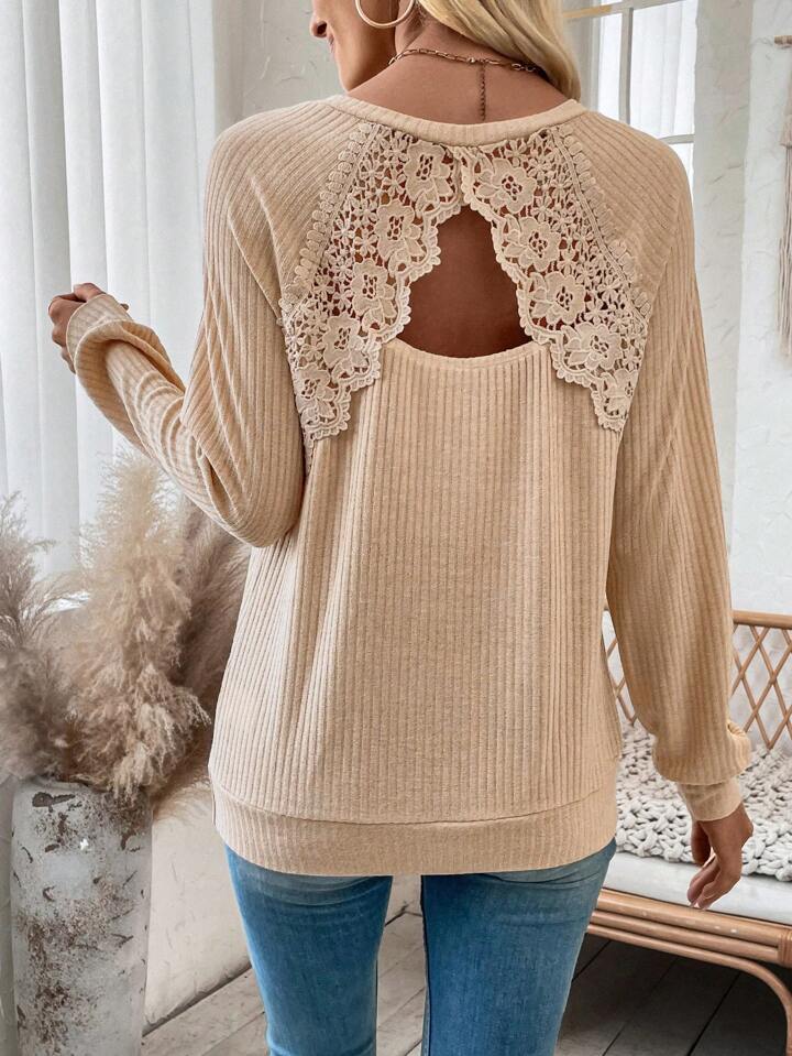 Damen Pullover mit Spitzenrücken Sovae