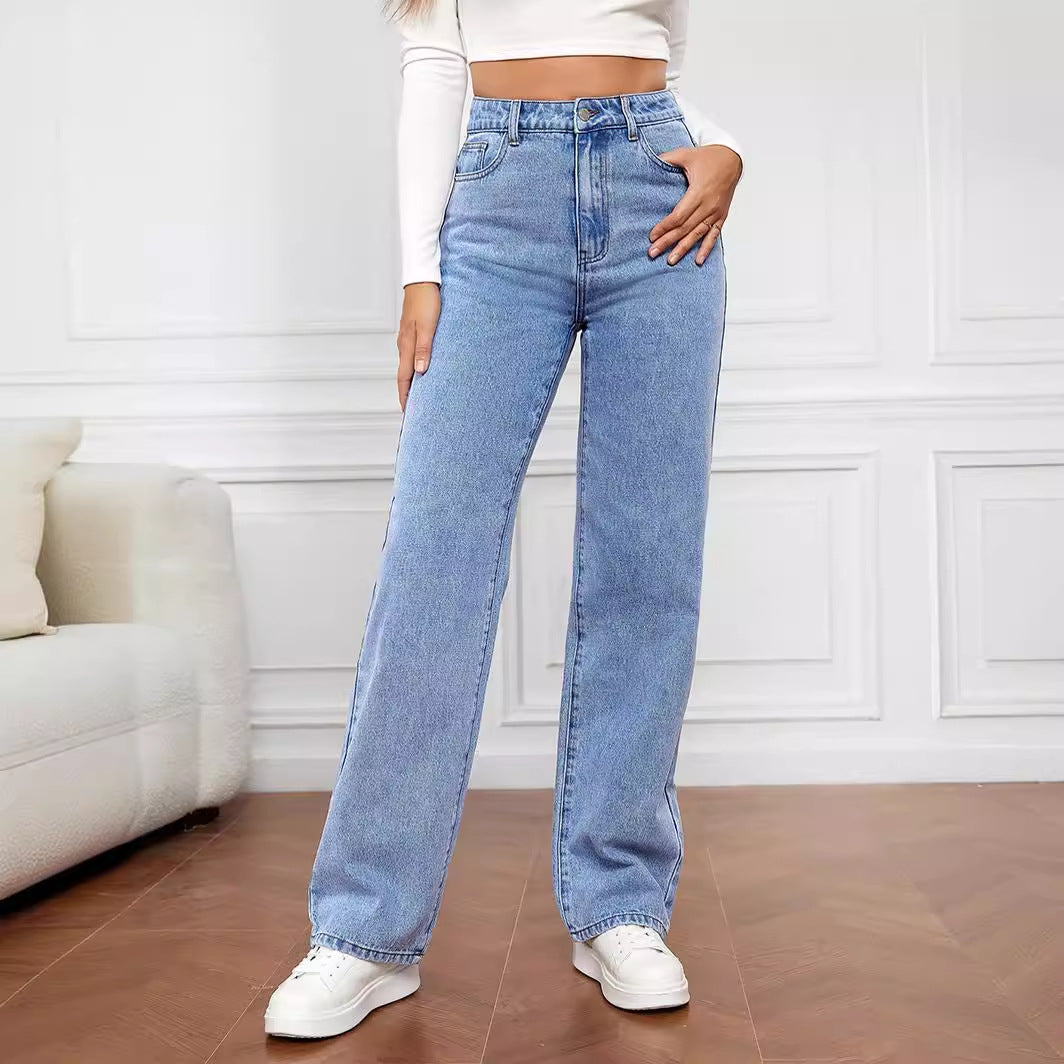 Damen Weitgeschnittene Hochbundjeans Sovae