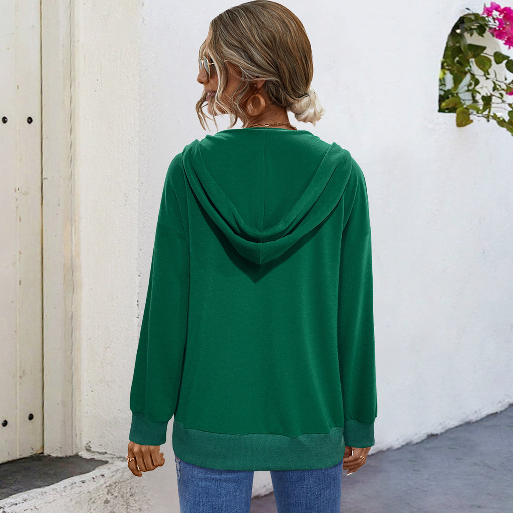 Damen Kapuzensweater mit Knopfleiste und tiefem Ausschnitt Sovae