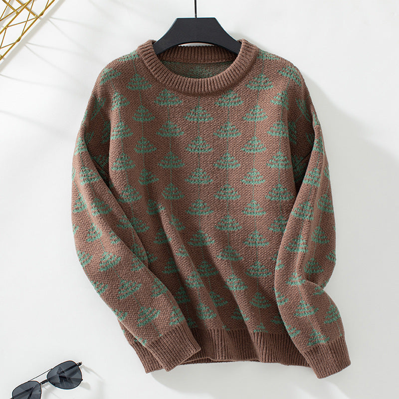 Damen Strickpullover mit verspieltem Baumdesign und weichem Material Sovae