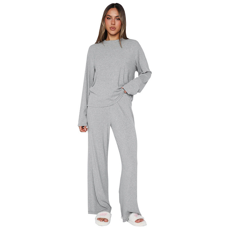 Damen relaxtes Langarm-Pyjama-Set mit weichem Stoff Sovae