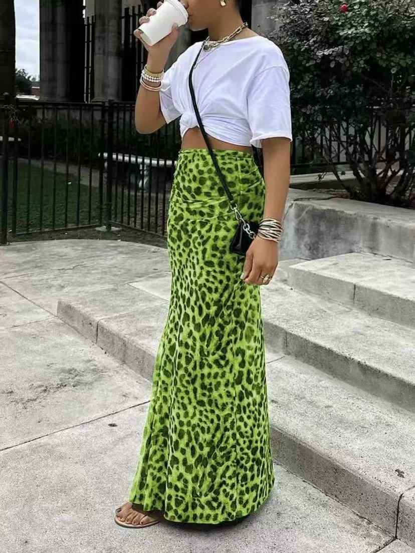 Damen Maxirock im trendigen Leoprint Sovae