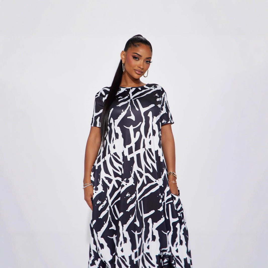 Damen Maxikleid mit einzigartigem Grafik-Design Sovae