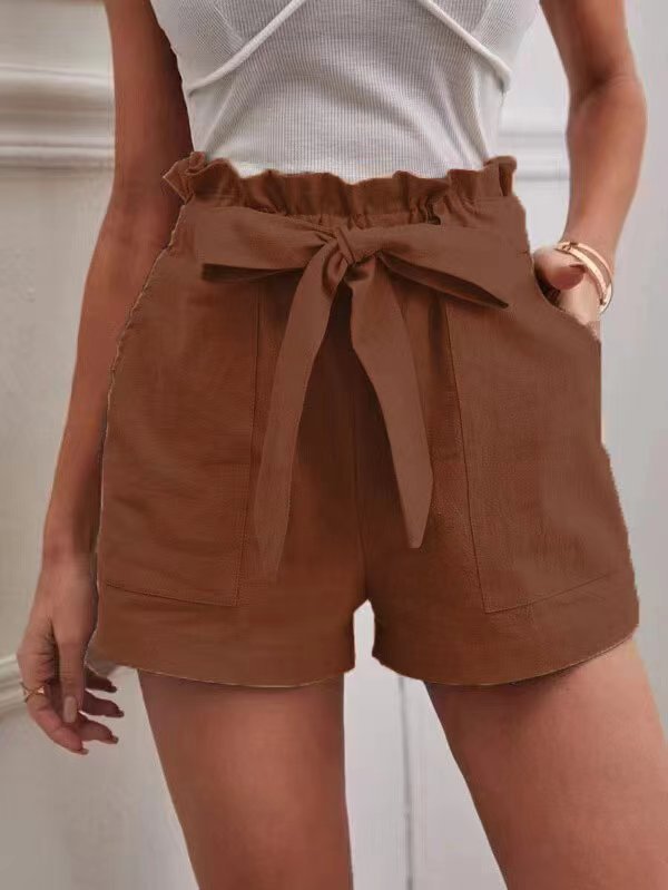 Damen Tailored Shorts mit Krawatte und praktischen Taschen Sovae