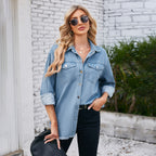 Damen Übergrößen Denim Hemdjacke Sovae