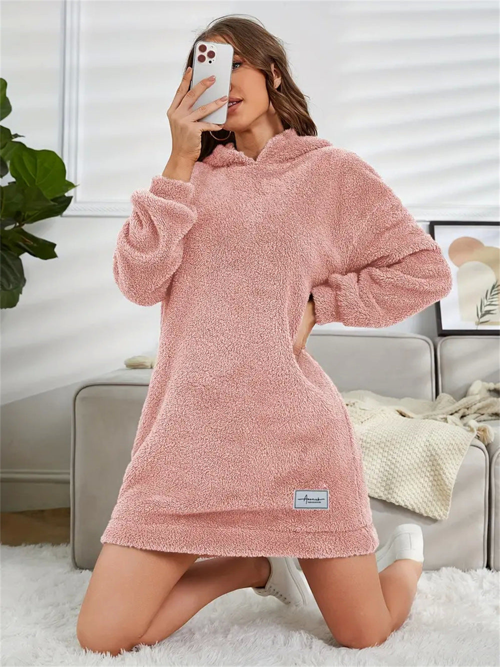 Damen Kuscheliges Hoodie-Kleid Sovae