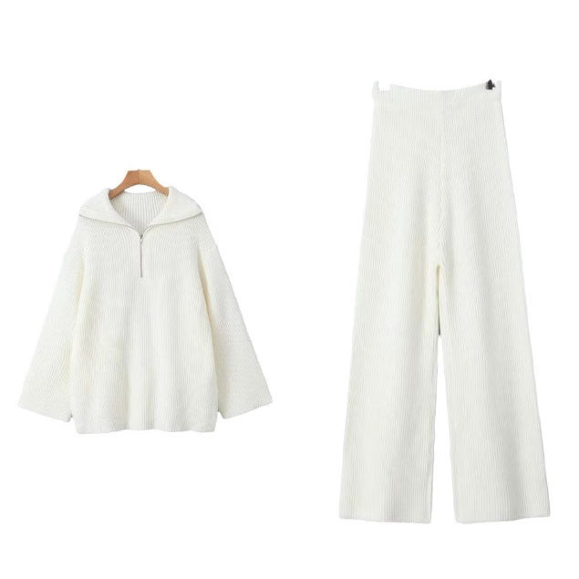 Damen lässiges Strickset mit hohem Kragen und weitem Schnitt Sovae