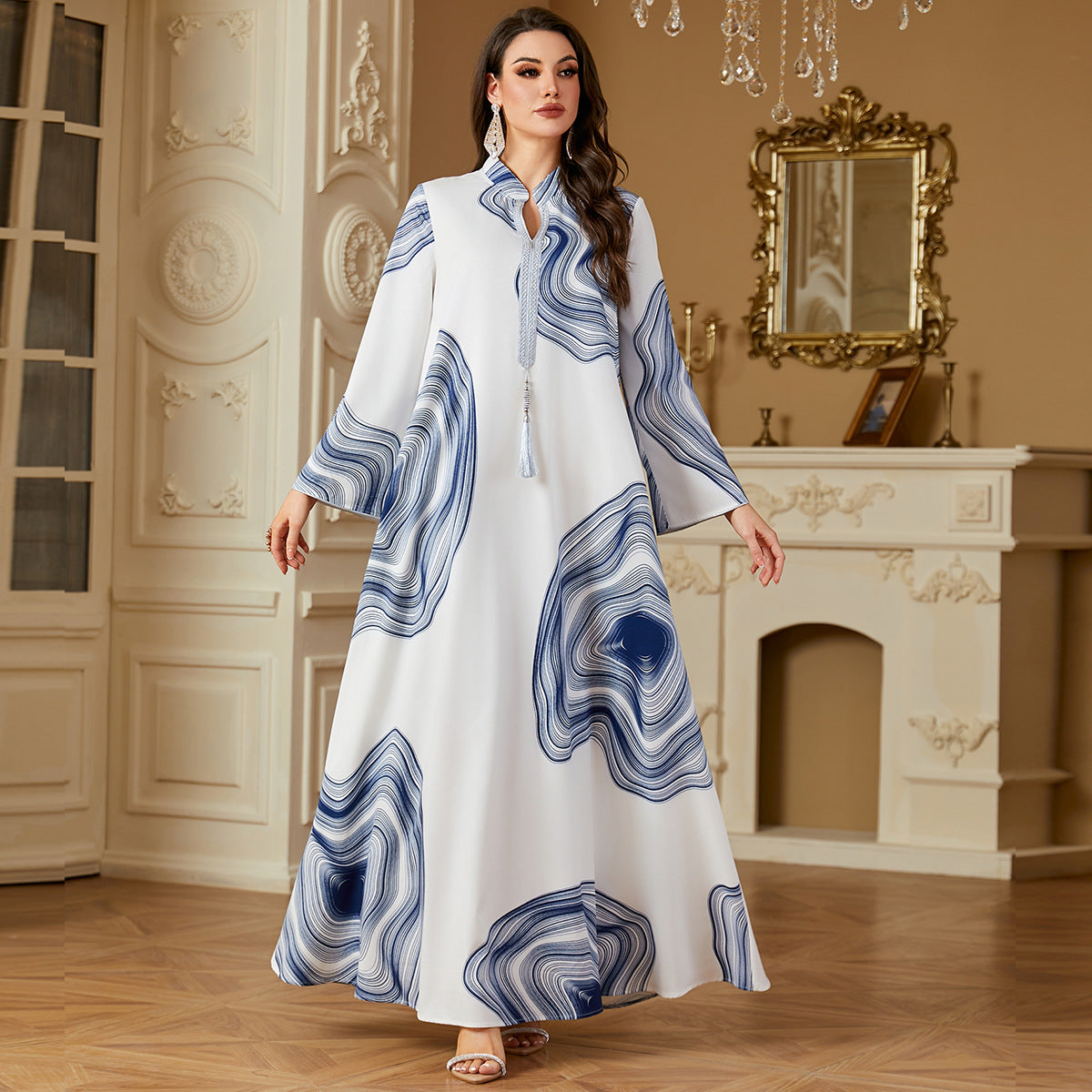 Damen Maxi-Kleid im eleganten Wasserfarben-Look Sovae