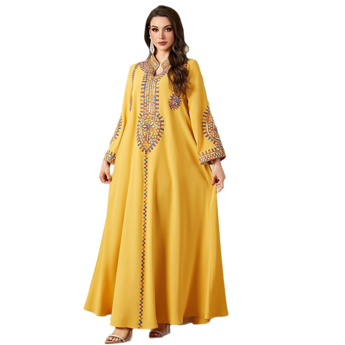 Damen Lockeres Maxikleid mit eleganten Applikationen Sovae
