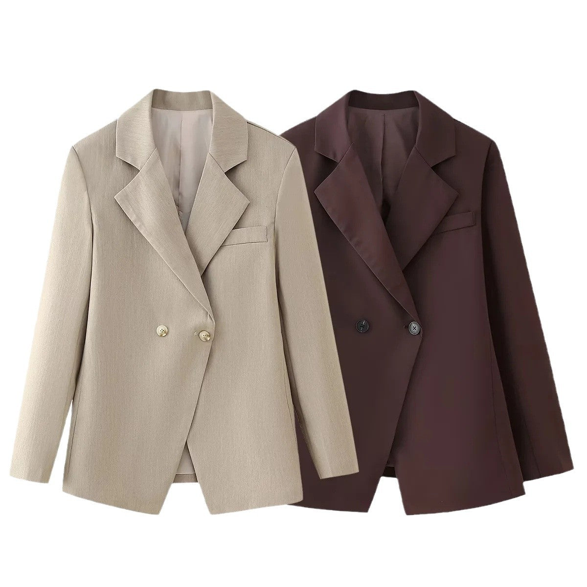 Damen elegante Doppelreiher Blazerjacke aus hochwertigem Stoff Sovae