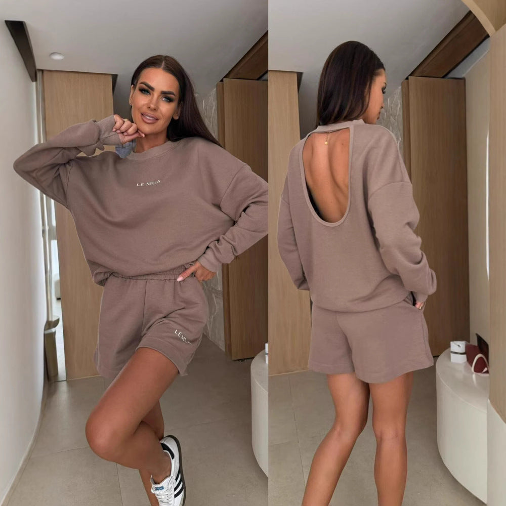Damen Freizeit-Doppelset mit komfortablem Sweatshirt und Shorts Sovae