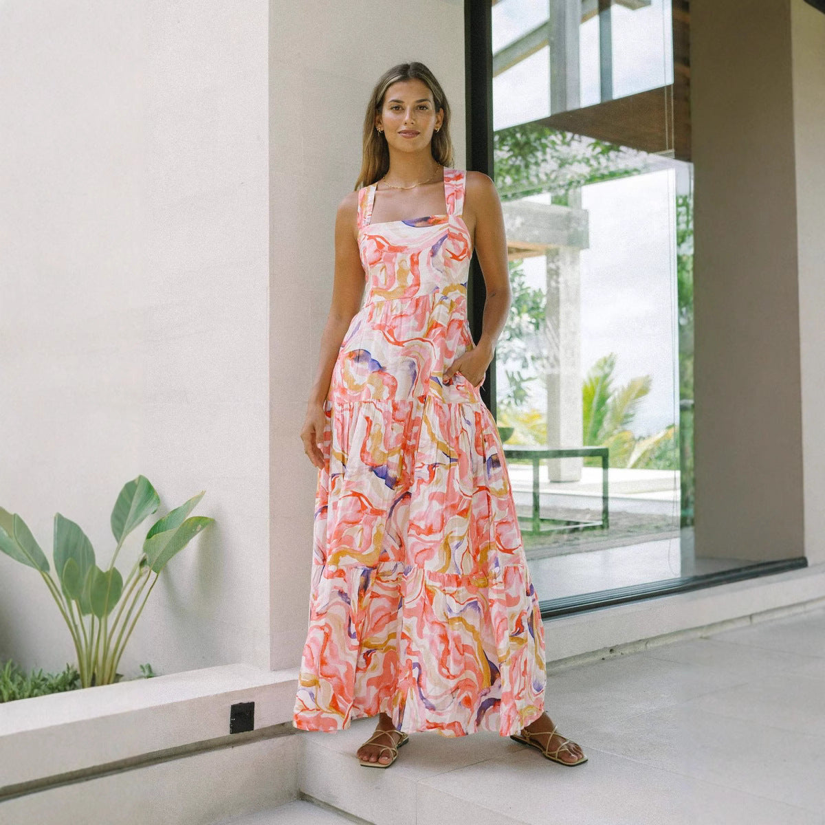 Damen Sommerliches Maxikleid Sovae