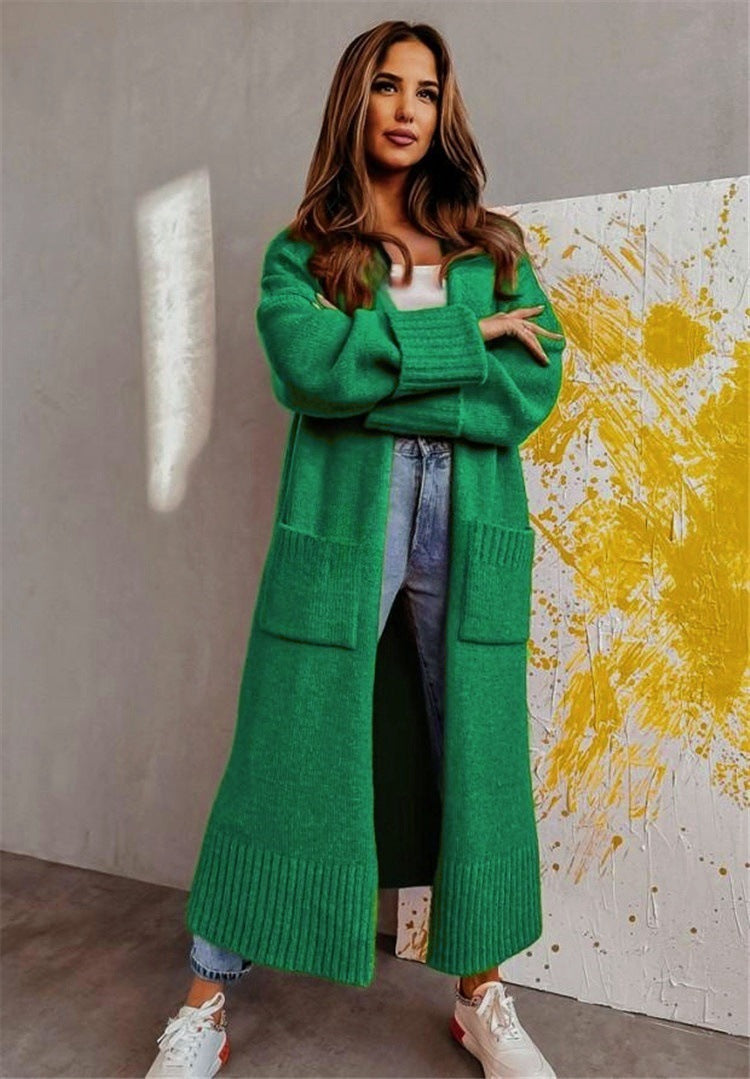 Damen Langer Strickcardigan mit praktischen Taschen und lässigem Schnitt Sovae
