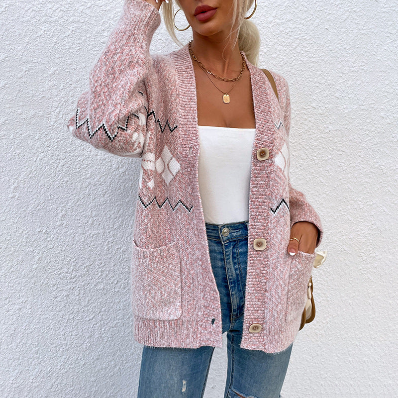 Damen Strickjacke mit klassischem Muster Sovae