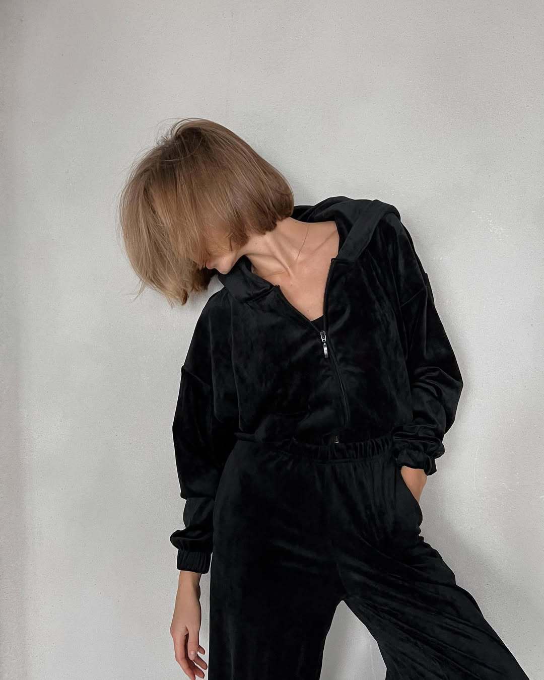 Damen Sportliches Velvet Loungewear-Set Sovae